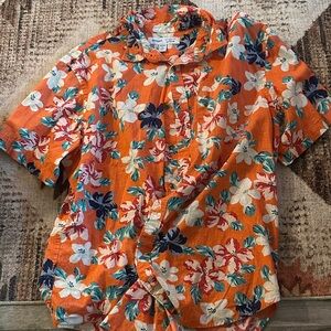 Old Navy Orange Floral Button Down Shirt
